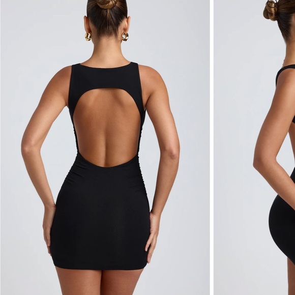 Oh Polly Dresses & Skirts - Oh Polly High-Neck Open-Back Mini Dress in Black